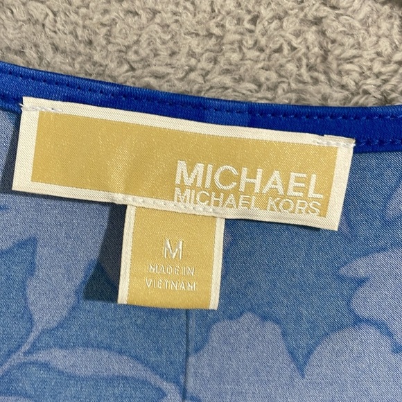 NEW Michael Kors Womens M Printed Ruched Flutter Grecian Blue - Picture 5 of 8